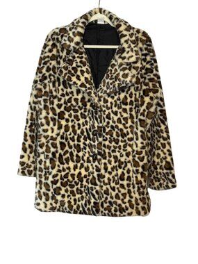 Yellowstone Beth Dutton Spirit Halloween Leopard Faux Fur Coat Jacket Size M